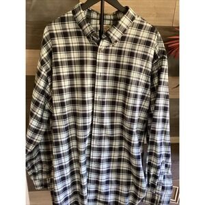 ST JOHNS BAY MENS BLUE STRIPED 3XL TALL BUTTON UP SHIRT  IRON FREE